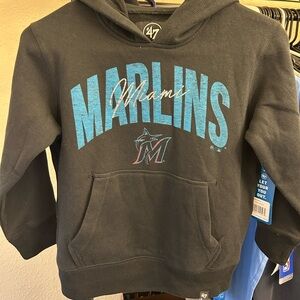 '47 Brand YOUTH MIAMI MARLINS Black Fleece Hoodie NWT